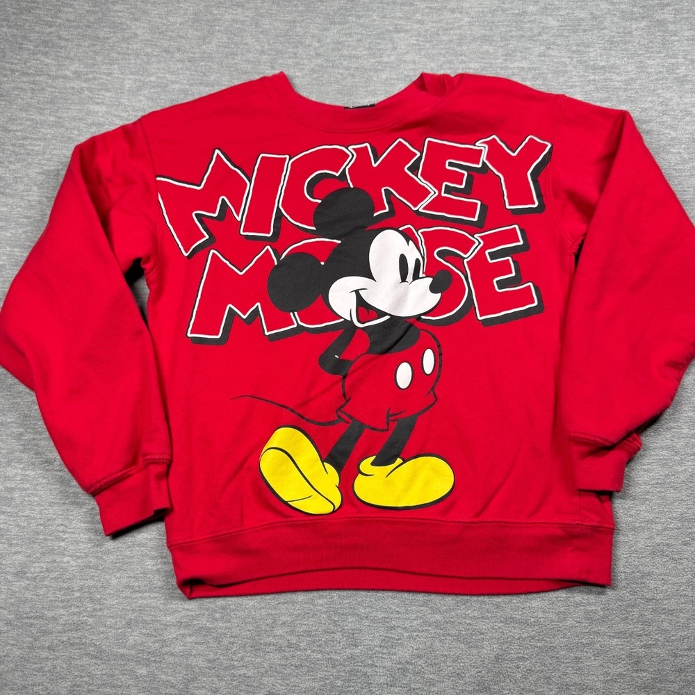 Disney Sweatshirt Youth Medium Red Mickey Mouse Big Character Graphic Pullover